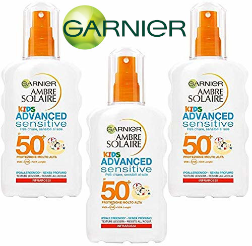 Garnier Ambre Solaire Advanced Sensitive Spray Kids Spf+50 200ml – Ptipairs Lot de 3
