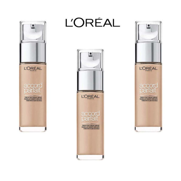 L'Oreal Fond de Teint Fluide Accord Parfait 3.R 3.C Beige Rosé, Lot de 3 (3 x 30ml)