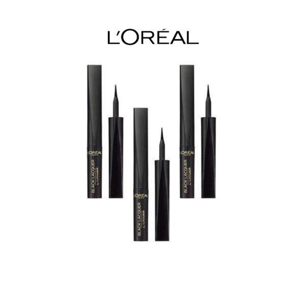 L’Oréal Paris Eyeliners Super Liner Black Lacquer Noir Laqué, Lot de 3