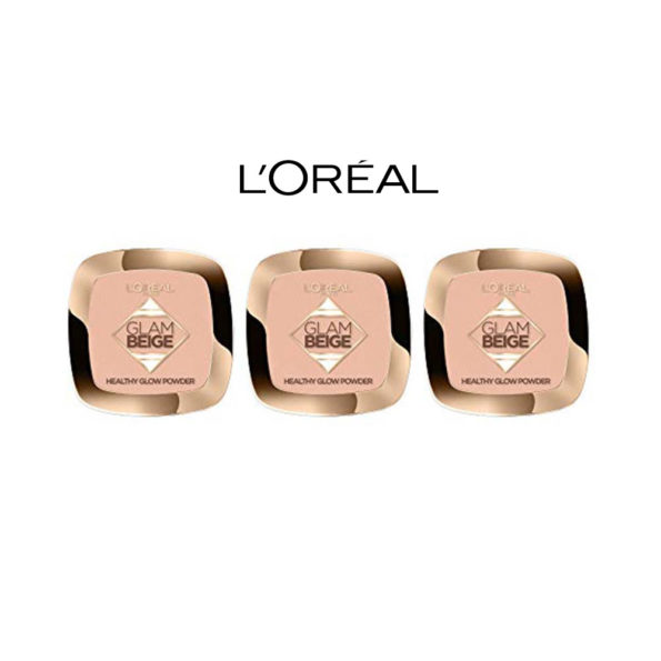L’Oréal Paris Make Up Designer Glam Beige Poudre de Teint Effet Bonne Mine Peau Claire à Médium 9g – Lot de 3