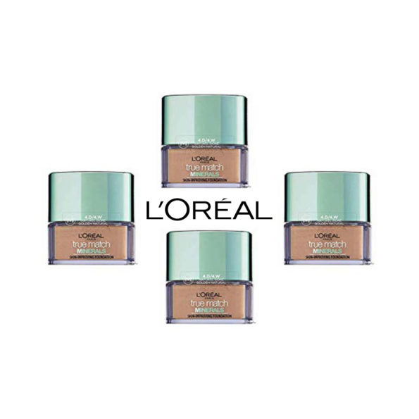 L’Oréal Paris Poudre Accord Parfait Minéral 4D 4W – Naturel Doré, lot de 4 (4 x 10 g)