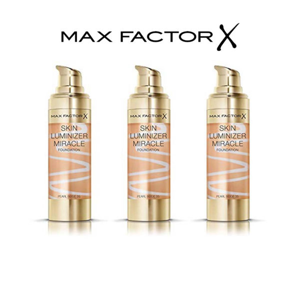 Max Factor Skin Luminizer Foundation 30ml New & Sealed – 35 Pearl Beige – Lot de 3