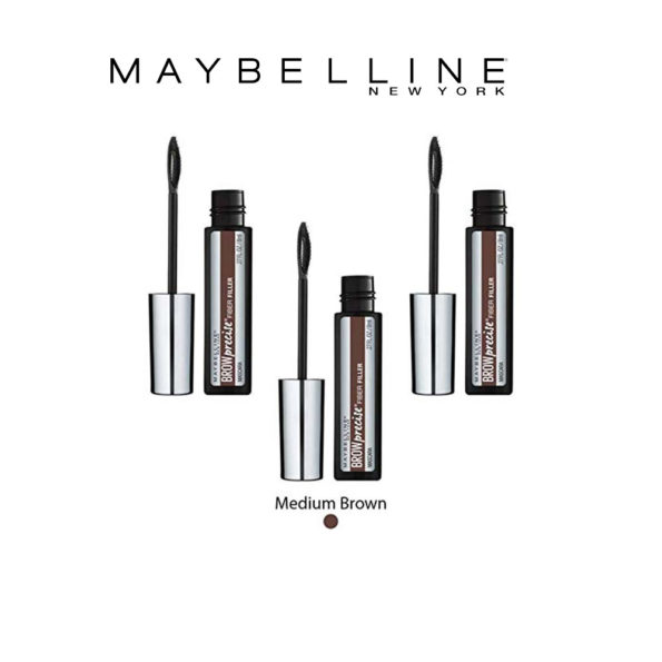 Maybelline Brow Precise Mascara – Fiber Filler – Medium Brown 8ml – Lot de 3