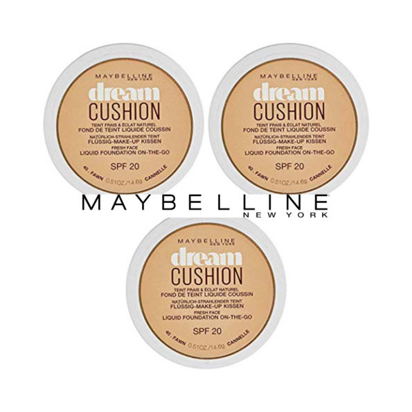 Maybelline Dream Cushion Fond de Teint Liquide Coussin 40 Cannelle – Lot de 3