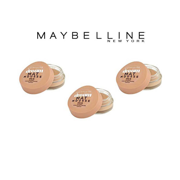 Maybelline Dream Mat Mousse – Fond de teint mousse – 30 sable – Ptiparis lot de 3