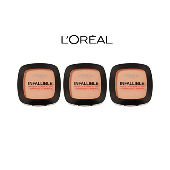 L’Oreal Make-Up Designer Infaillible Fond de Teint Poudre 24H – 160 Beige Sable 9g, lot de 3 (3 x 9g)