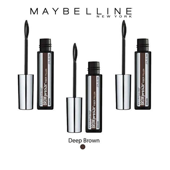 Maybelline New York Brow Precise Fiber Volumizer Eyebrow Gel Marron Foncé, Lot de 3