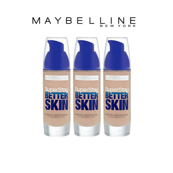 Maybelline Superstay Better Skin – Fond de teint liquide – 021 beige doré – Lot de 3