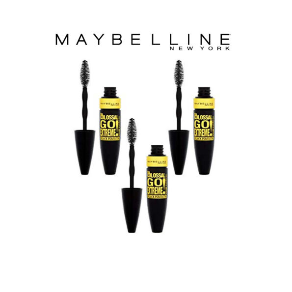 Maybelline Volum Express Colossal Go Extreme – Mascara volume extrême Noir – black perfecto – Ptiparis lot de 3
