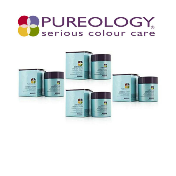 Pureology Pure Strength Cure Technology Masque 150 ml Masque pour cheveux colorés abîmés pour la protection de la couleur des cheveux – Ptiparis Lot de 4