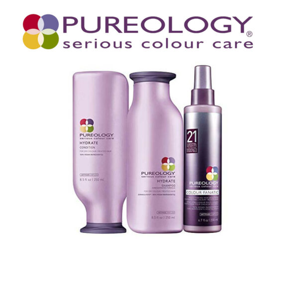 Pureology Hydrate Shampooing 250ml + Hydrate Conditioner 250ml + Pureology Soin Spray Colour Fanatic – Lot Ptiparis MUST-HAVE HYDRATE PRODUCT SET