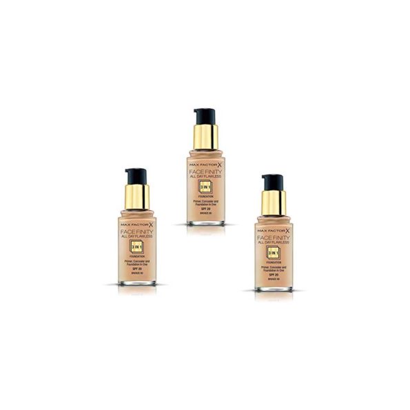 Fond de teint Face Finity All Day Flawless 3 en 1 30 ml (80 Bronze), lot de 3 (3 x 30ml)