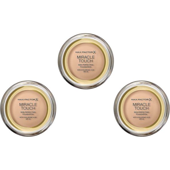 Miracle Touch Skin Perfecting 043 Golden ivory 11.5g – SPF30 Makeup for Women Medium Protection SPF 16, lot de 3 (3x 11.5g)
