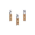 L'Oréal Paris Fond de Teint Fluide Accord Parfait - 6.5D Caramel Doré (Golden Toffee), Lot de 3 (3 x 30 ml)