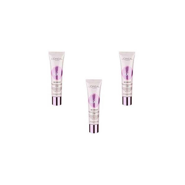 L’Oréal Paris Glam Nude Magique BB Crème/Perfectrice de Teint pour Peau Claire (Light) 5 en 1, lot de 3 (3 x 30 ml)