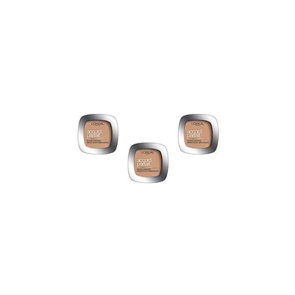 L’Oréal Paris Poudre Fondante Accord Parfait – Peaux Normales à Mixtes – Teinte : Beige (4.N), Lot de 3 (3 x 9g)